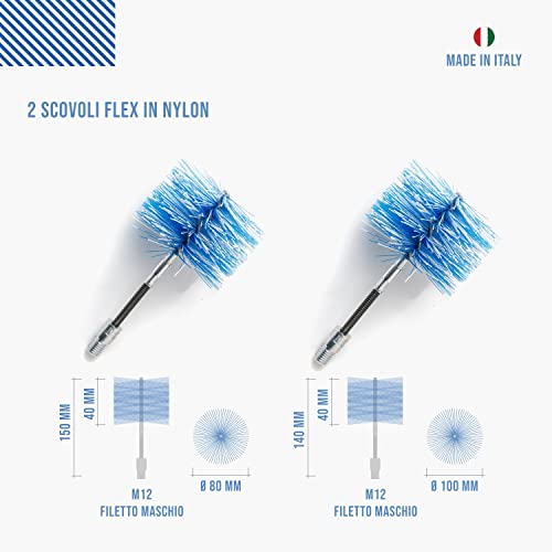 Set 2 spazzole ricambio in nylon FLEX Ø80-100-120 mm per stufa a pellet - Baretto