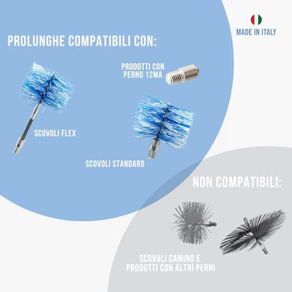 Sonda blu in acciaio 3-6 m per spazzole pulizia stufa pellet Ø80-100 mm - Baretto