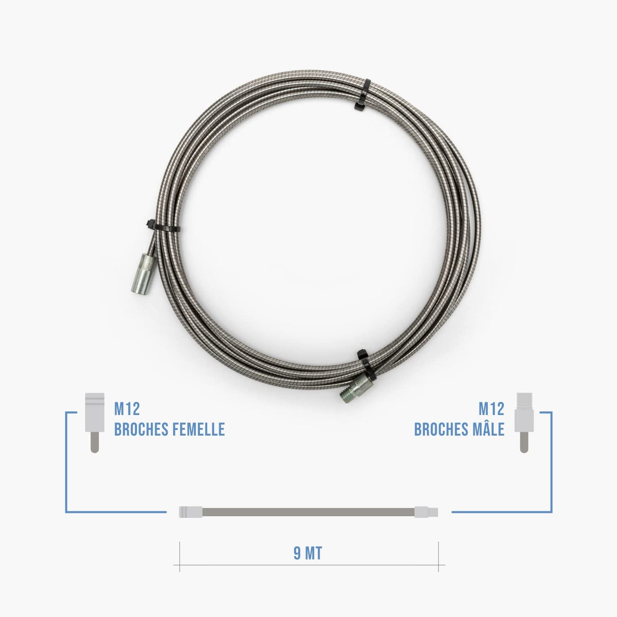 Sonda INOX 9 m Baretto avvolta - flessibilità per pulizia canna fumaria e stufa a pellet