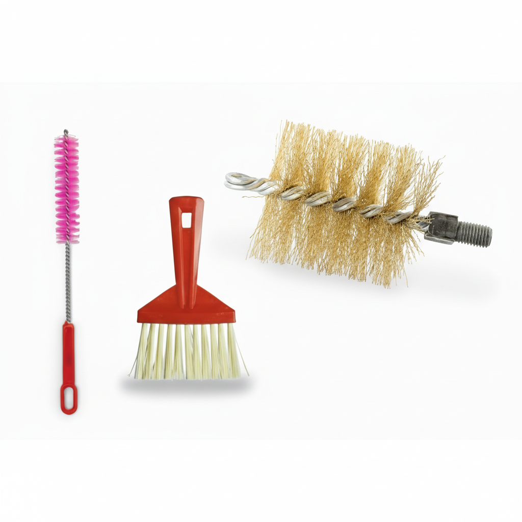 BARETTO Kit Ricambio Accessori Pulizia Canna Fumaria | Scovolo in ACCIAIO - Attacco M12 | Scopetta e Spazzolina Multiuso | per Stufa Camino Caldaia