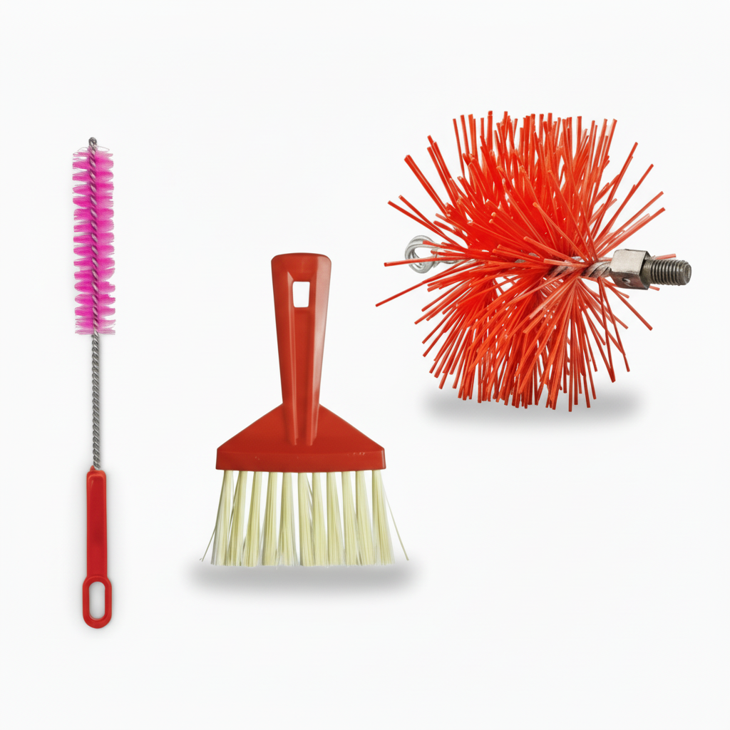 BARETTO Kit Ricambio Accessori Pulizia Canna Fumaria | Scovolo in NYLON - Attacco M12 | Scopetta e Spazzolina Multiuso | per Stufa Camino Caldaia