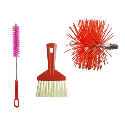 BARETTO Kit Ricambio Accessori Pulizia Canna Fumaria | Scovolo in NYLON - Attacco M12 | Scopetta e Spazzolina Multiuso | per Stufa Camino Caldaia