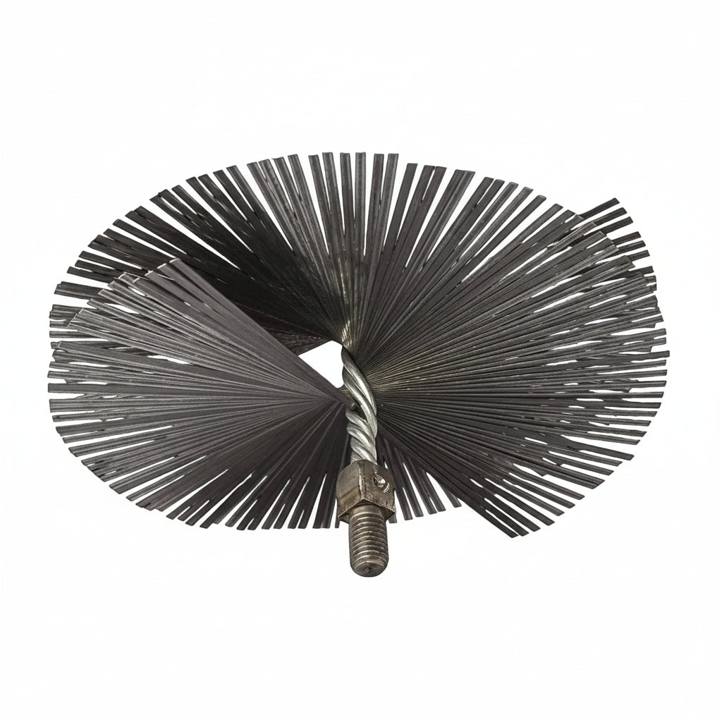 BARETTO Scovolo Canna Fumaria - Spazzola in ACCIAIO Piattina - Attacco M12 - Pulizia Camino Stufa Caldaia