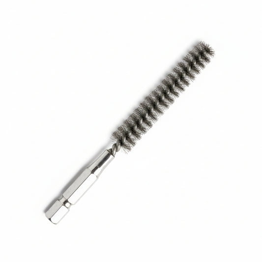 Scovolo Baretto con attacco esagonale 1/4" per avvitatore e trapano, in acciaio, inox, nylon o ottone, Ø 10-40 mm