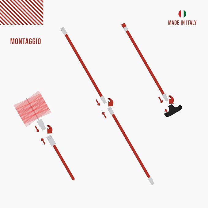 Kit pulizia canna fumaria e camino Baretto — scovolo in nylon con aste componibili, attacco M12