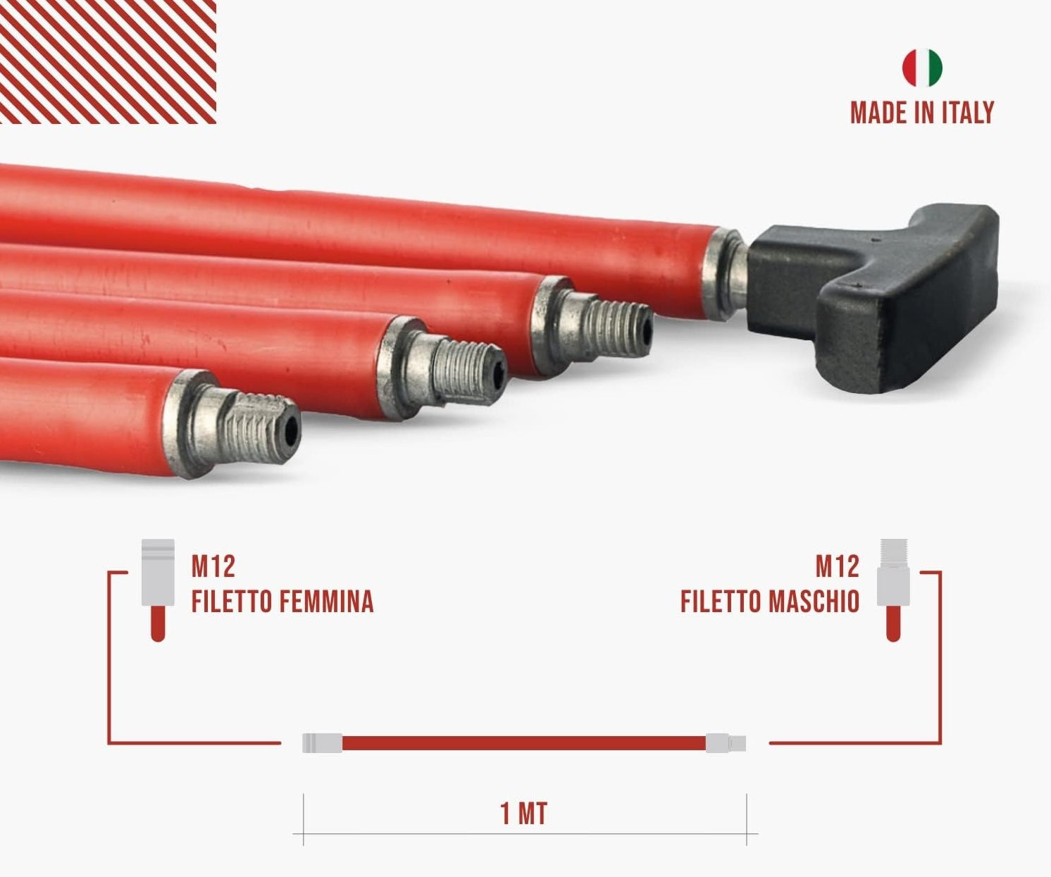 Kit pulizia canna fumaria e camino Baretto — scovolo con aste componibili, attacco M12