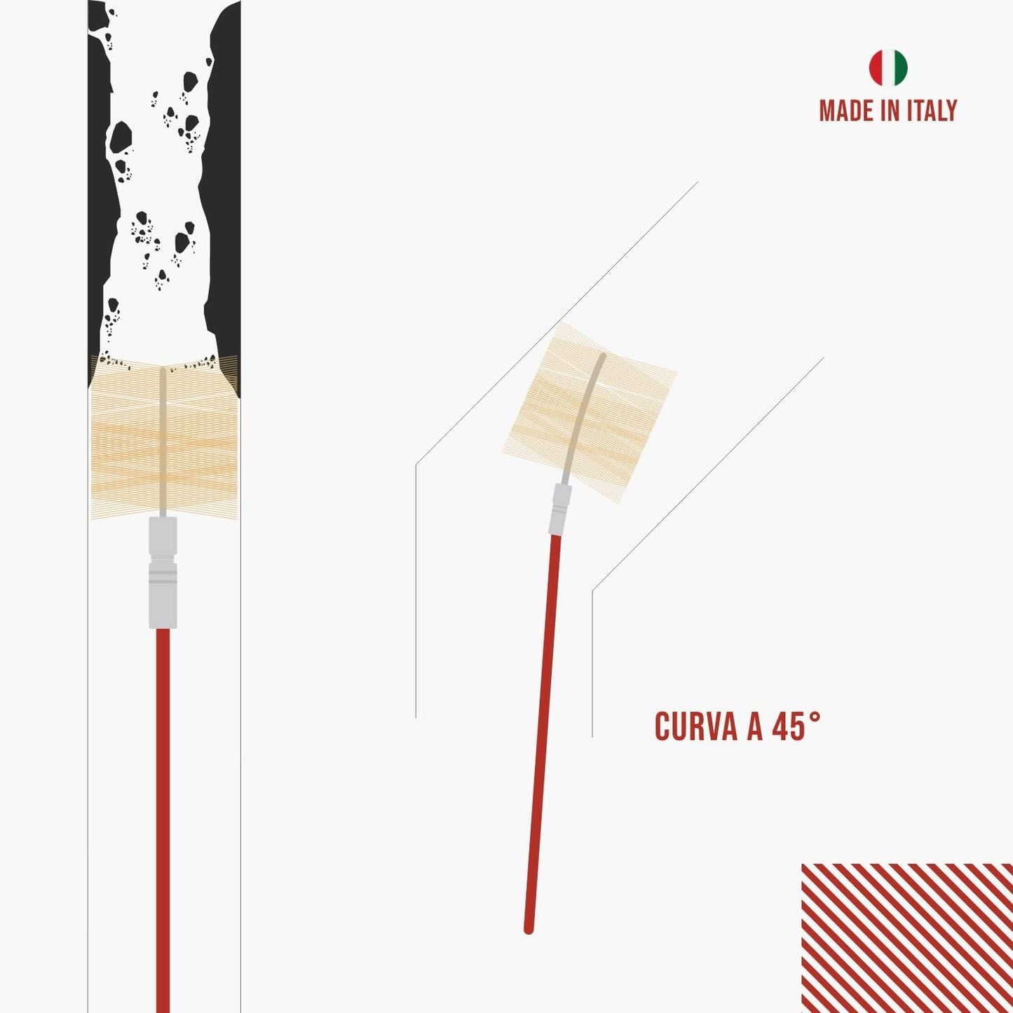 Kit pulizia canna fumaria e camino Baretto — scovolo con aste componibili, attacco M12