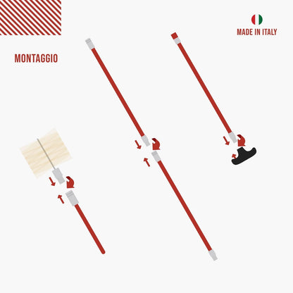 Kit pulizia canna fumaria e camino Baretto — scovolo con aste componibili, attacco M12