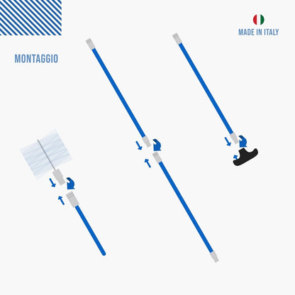 Kit pulizia stufa a pellet Baretto — scovoli flessibili in nylon e sonde componibili, attacco M12
