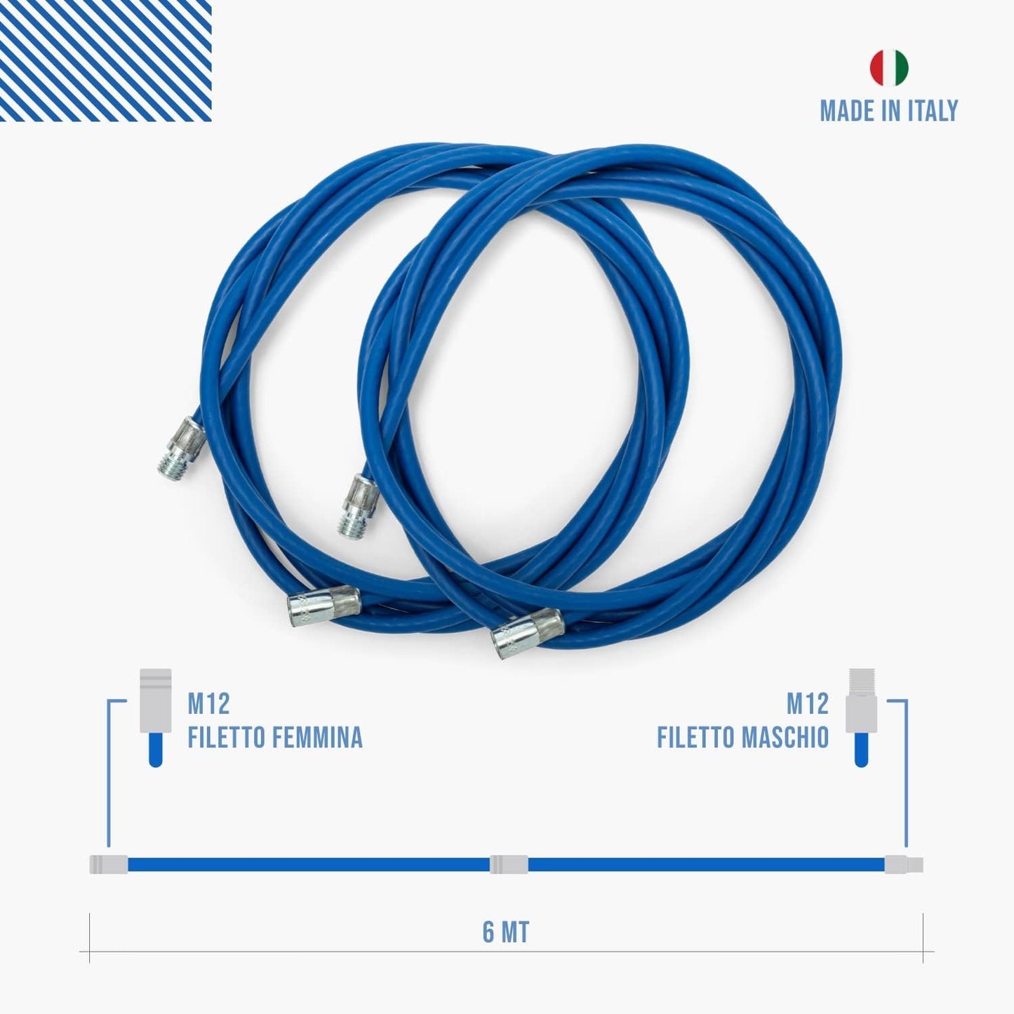 Kit pulizia stufa a pellet Baretto — scovoli flessibili in nylon e sonde componibili, attacco M12