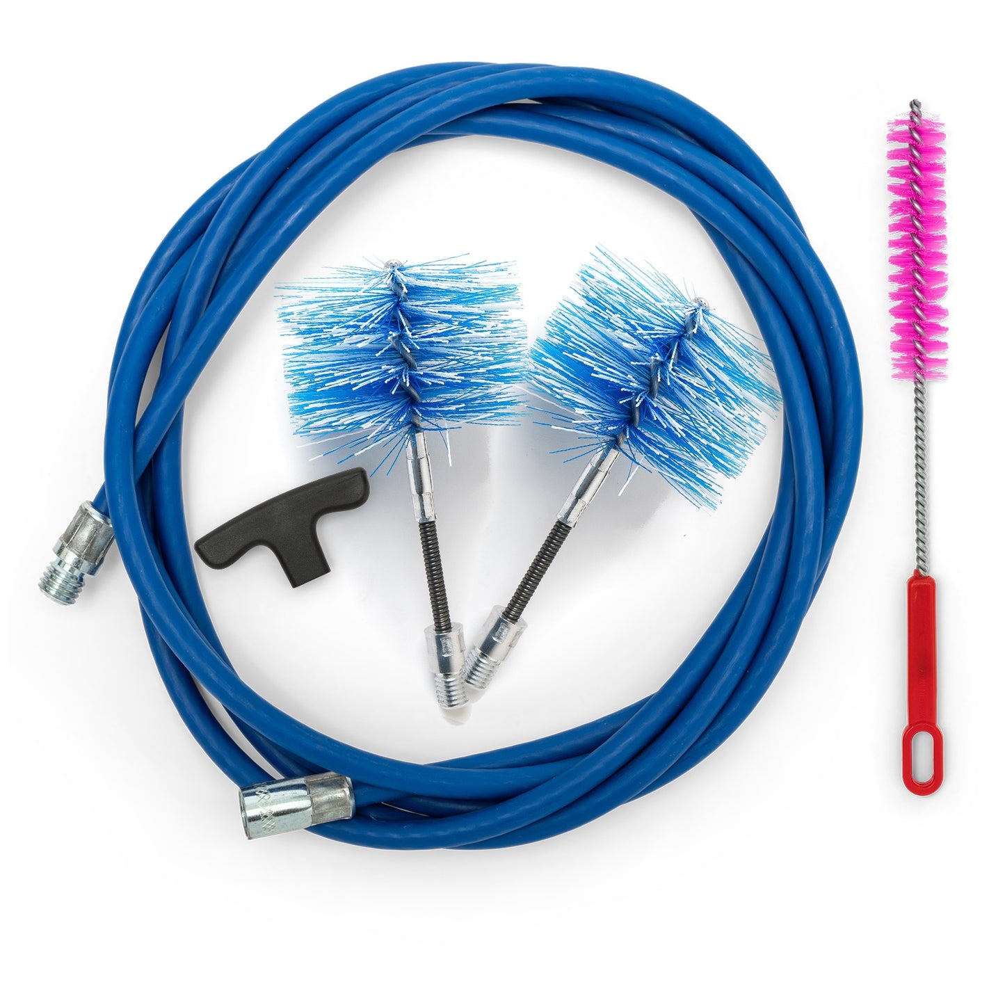 Kit pulizia stufa a pellet Ø80-100 mm con sonde e 2 scovoli FLEX nylon attacco M12 - Baretto