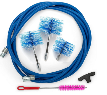 Kit pulizia stufa a pellet Ø80-100-120 mm con sonde e 3 scovoli nylon attacco M12 - Baretto