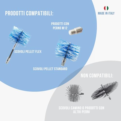 Sonda blu in acciaio 3-6 m per spazzole pulizia stufa pellet Ø80-100 mm - Baretto