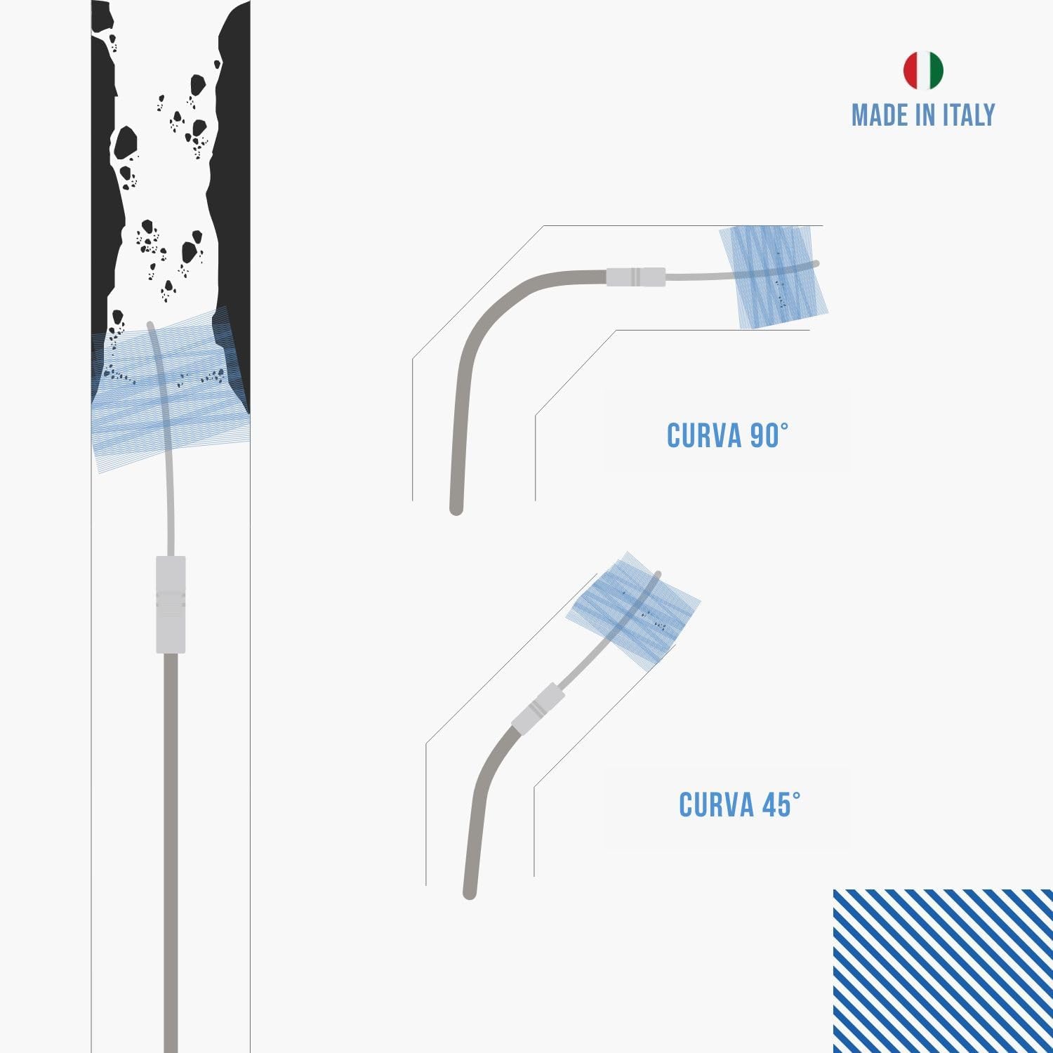 Kit pulizia stufa a pellet PRO Baretto — scovoli flessibili e sonda in acciaio inox 9 m, attacco M12