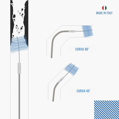 Kit pulizia stufa a pellet PRO Baretto — scovoli flessibili e sonda in acciaio inox 9 m, attacco M12