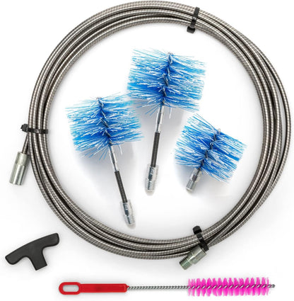 Kit Pulizia Stufa Pellet PRO Ø80-100-120 - Sonda INOX 9m - Baretto