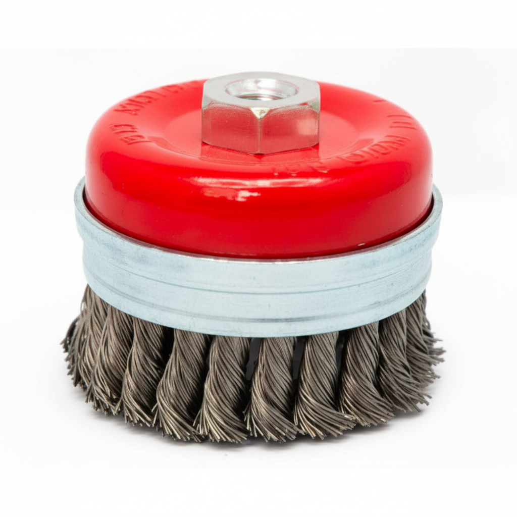 Spazzola a tazza ritorta con fascia per smerigliatrice M14